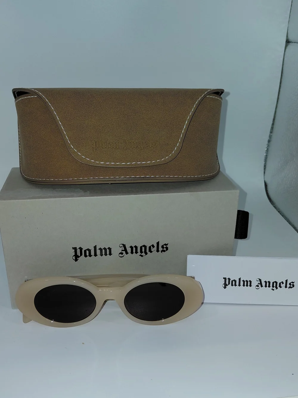 NIB Palm Angels Sand Brown GILROY Oval Sunglasses Peri051 Unisex